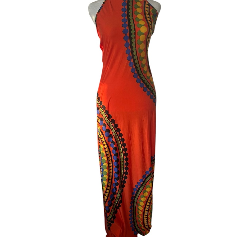 Vibrant Orange Maxi Beach Dress